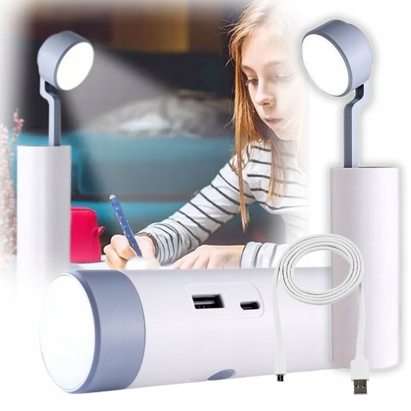 Składana lampa lampka biurkowa biwakowa latarka z funkcją powerbank 3w1