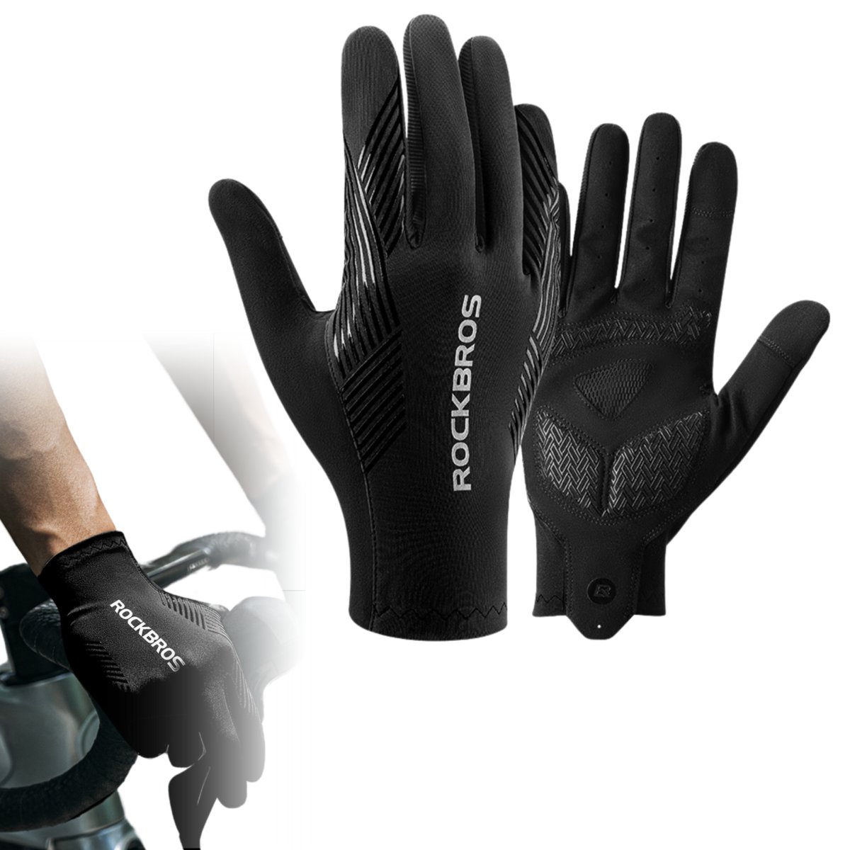 RĘKAWICZKI ROWEROWE DŁUGIE LETNIE NA ROWER CZARNE UNISEX ROCKBROS S