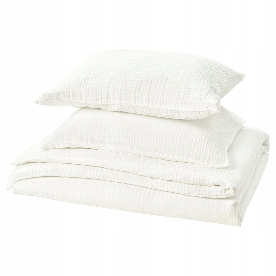 IKEA SCHERSMIN Komplet pościeli 200x200/50x60 cm Bawełna Muślinowa biały