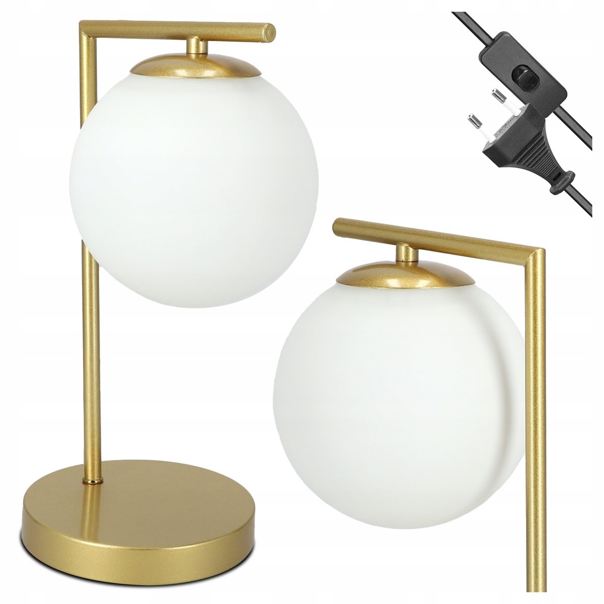 Lampka Nocna Na Biurko Biurkowa LED Do Sypialni Czytania E27 Włącznik Kula