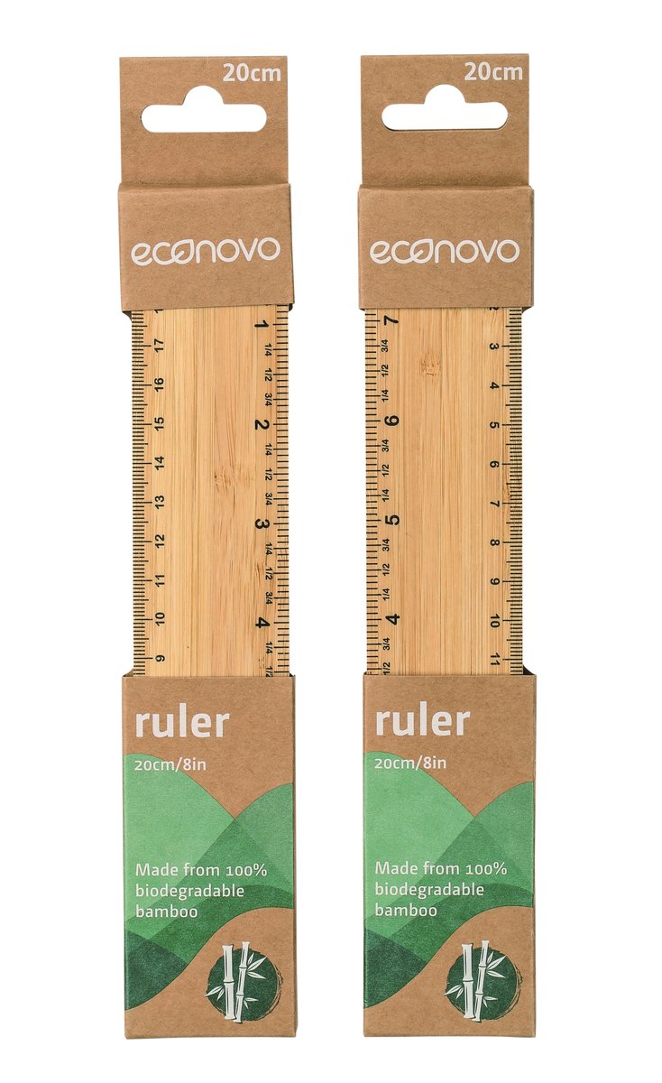 Linijka ECONOVO 20 cm, 100% z biodegradowalnego bambusa