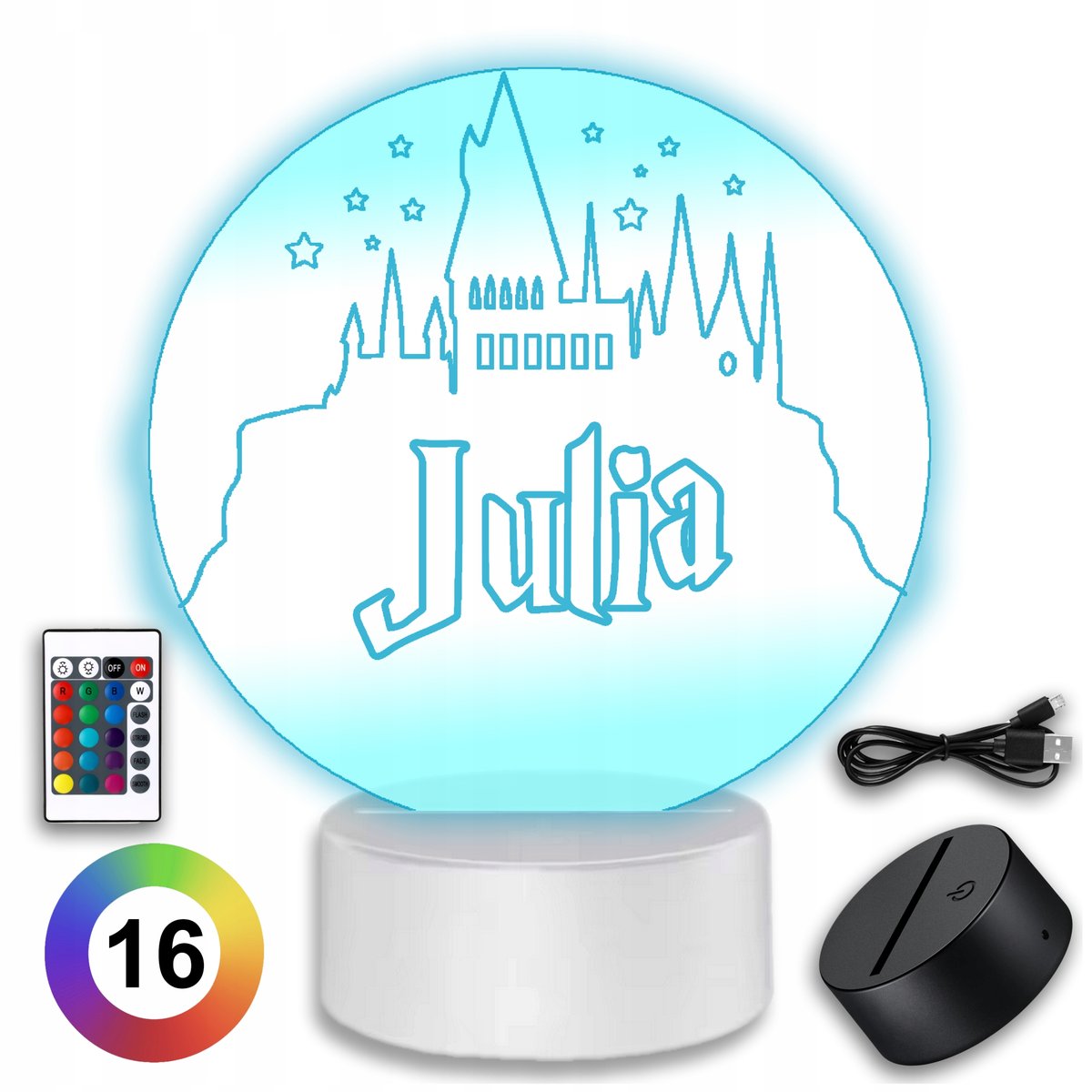 Lampka Nocna Led Dla dzieci Na pilot Biurkowa Hogwart Harry Potter Imię