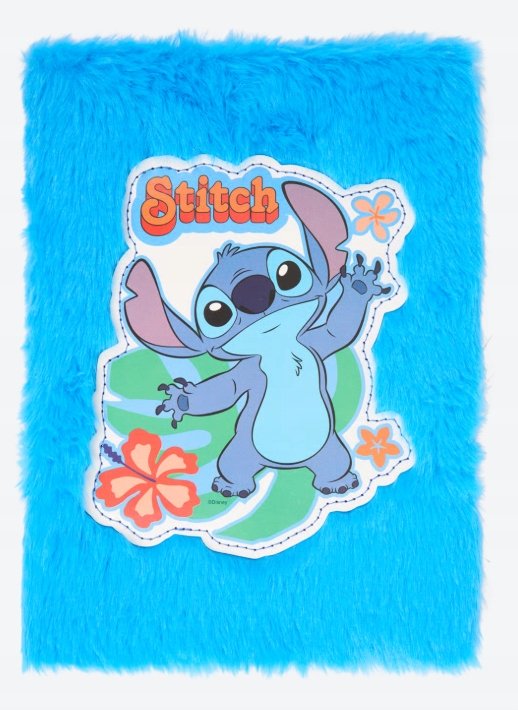 Puszysty niebieski notatnik A5 z motywem STITCH