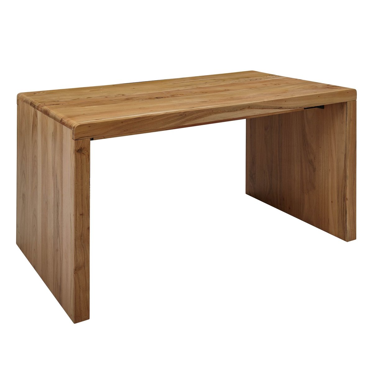 FineBuy Biurko 140 cm Lite Drewno Akacjowe Brązowe z Półką biurko komputerowe z prawdziwego drewna, biurko z lite nogach, ręcznie wykonany unikat, ł..