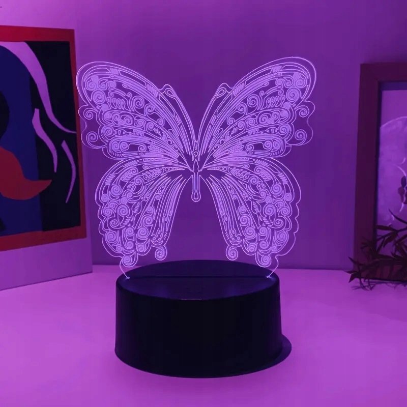 LAMPKA NOCNA 3DLAMP MOTYLEK WIELOKOLOROWY LAMPA BIURKOWA STOŁOWA MOTYL