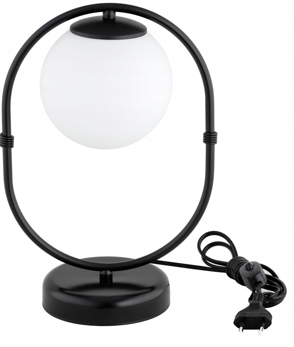 Lampka Biurkowa Nocna Szklana Kula Biała Milo Led