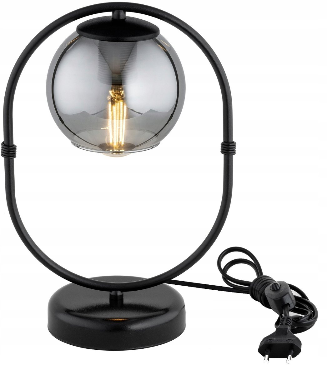 Lampka Biurkowa Nocna Szklana Kula Chrom Dior Led