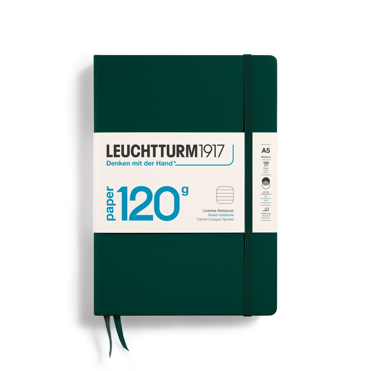 Notatnik Leuchtturm1917 Medium A5, 120g, Linie, Forest Green