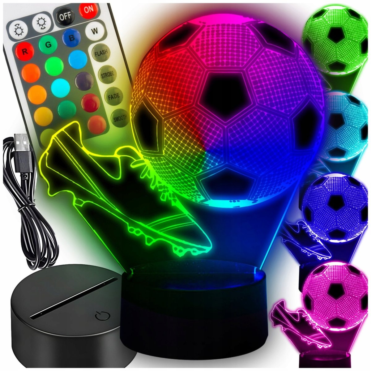 Lampka Nocna Led Piłka Nożna Biurkowa Na Biurko Rgb Prezent Dzień Dziecka