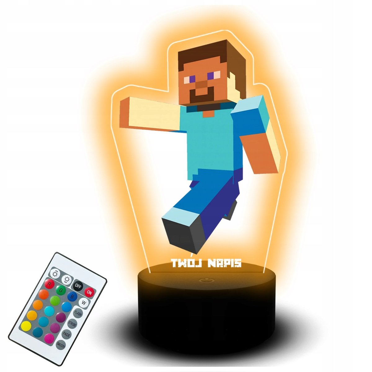 Lampka Biurkowa Led Steve Zestaw Minecraft Pilot Prezent dla Dziecka Gracza