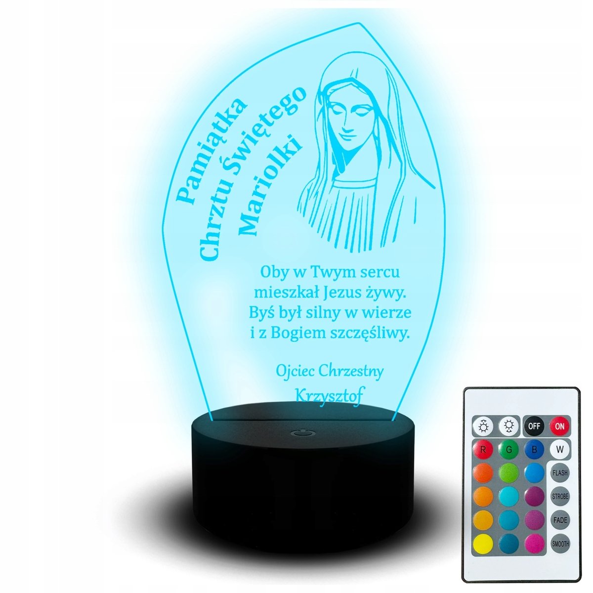 Led Lampka Statuetka Prezent Pamiątka Chrztu Świętego Imię Dziecka