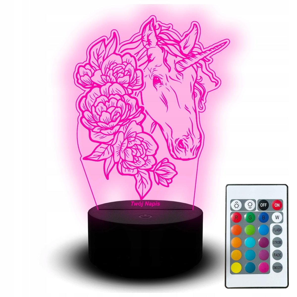 Nocna Lampka Led dla Dzieci na Usb Magiczny Jednorożec Unicorn Zestaw Pil