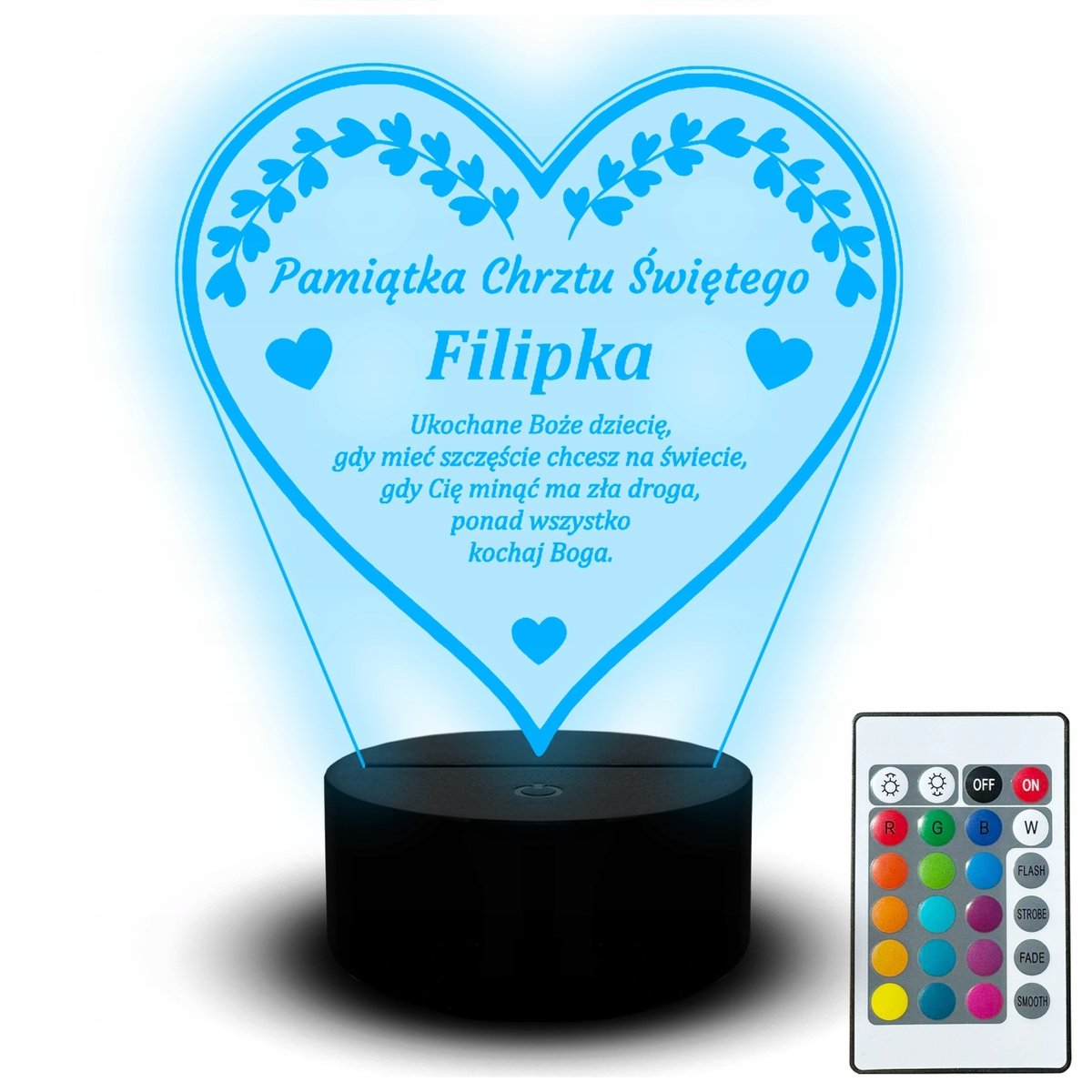 Led Lampka Statuetka Na Biurko Pamiątka Chrztu Świętego Imię Dziecka