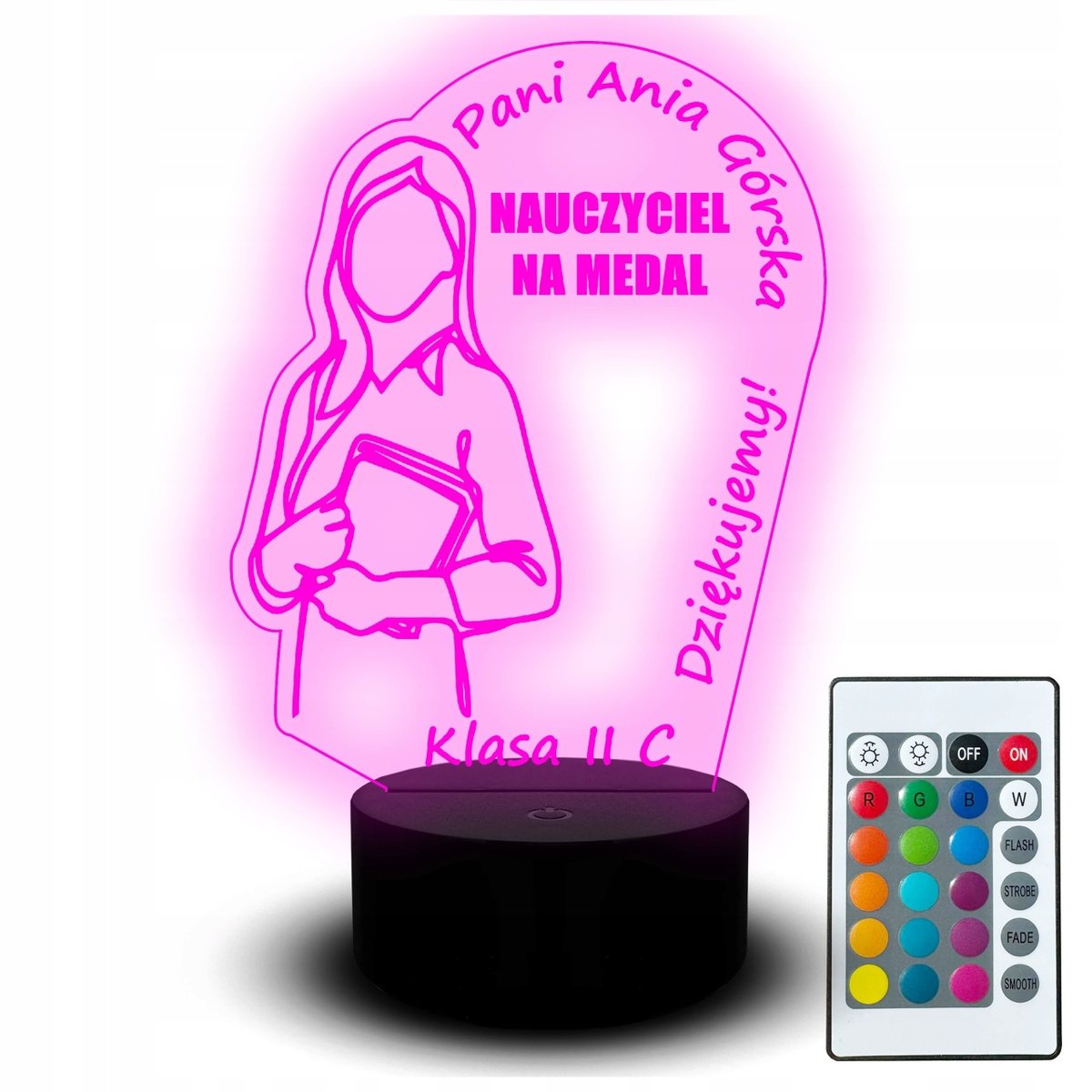 Nocna Lampka Led Dzień Nauczyciela dla Nauczyciela Imię Napis Zestaw