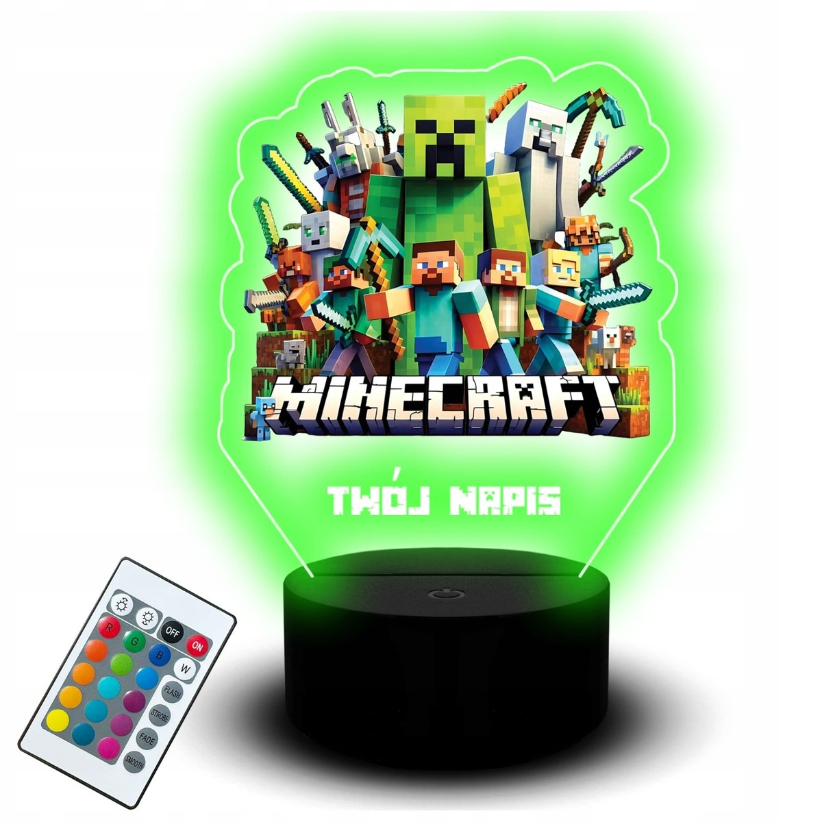 Statuetka Gamingowa dla Gracza Dzieci Zestaw Minecraft Creeper Steve Lampka