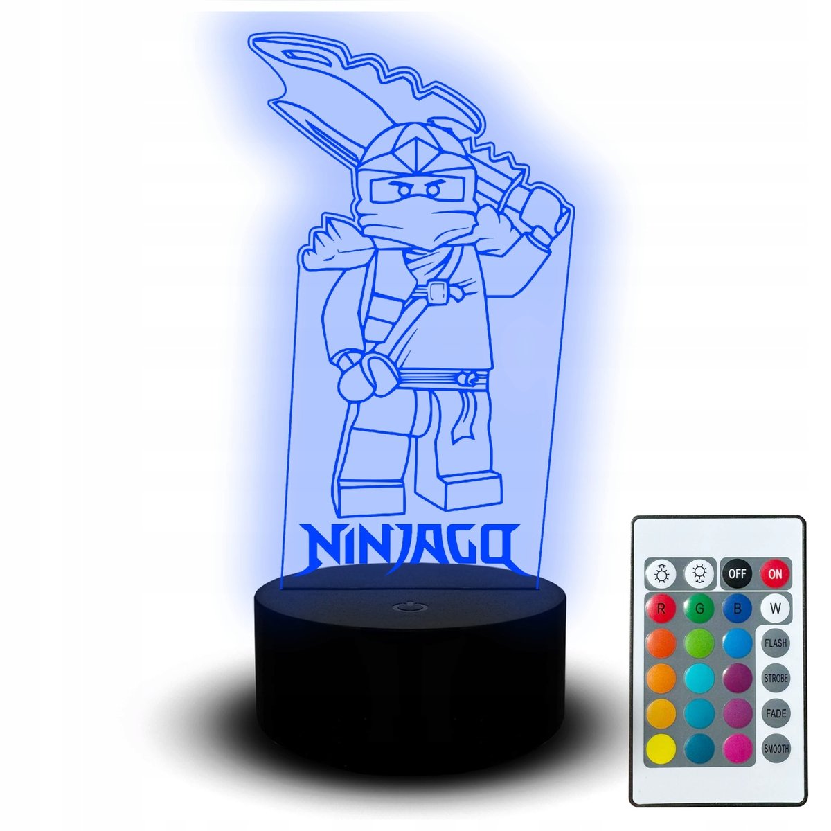 dla Dziecka Lampka Klocki Figurka Ninja Imię Zestaw Pilot Led