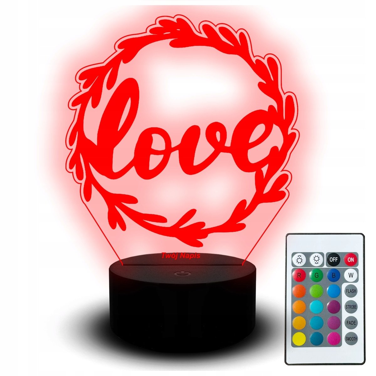 Statuetka dla Par Lampka Nocna Led Miłość Love na Walentynki Imię Usb Pilot