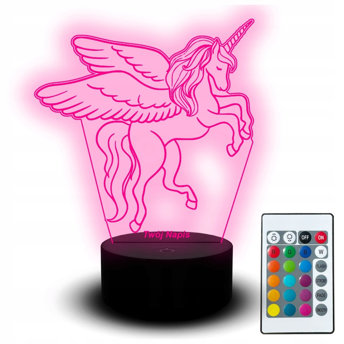 Magiczny Zestaw Lampka Nocna Led dla Dzieci na Usb Jednorożec Unicorn Pilo