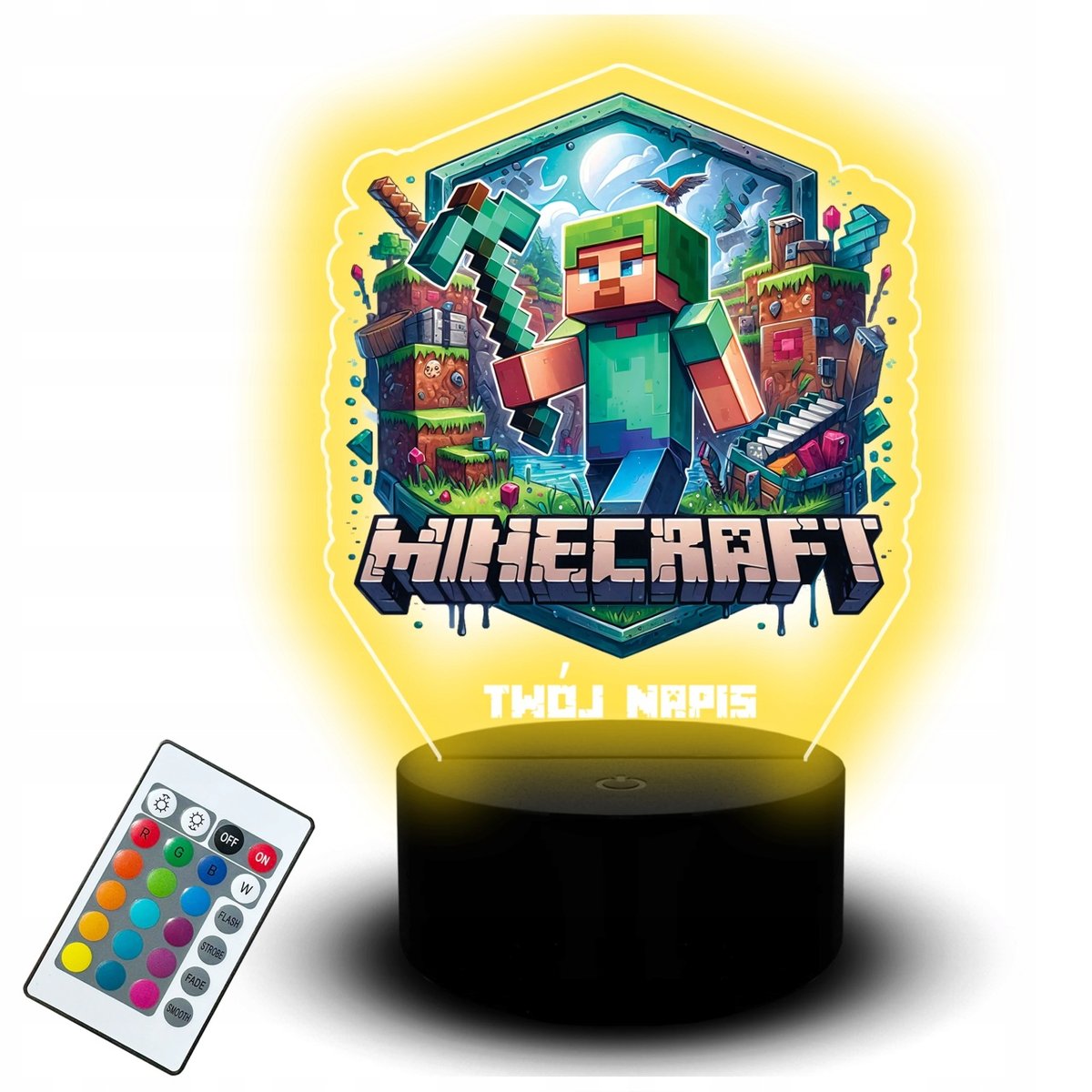 Statuetka Led dla Dzieci Lampka Gamingowa Minecraft Zestaw Prezent Steve