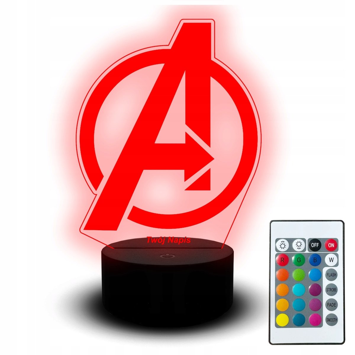 Lampka Led Biurkowa Logo Avengers Marvel dla Dziecka Fana Figurka Uniwersum