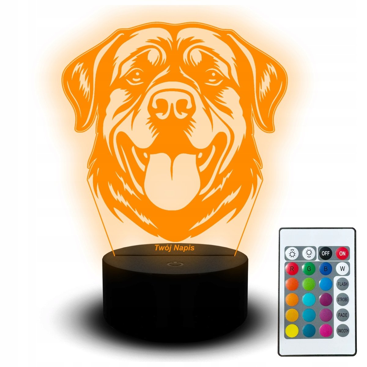 Led Nocna Lampka Rottweiler Pies Piesek Zwierzę Portret Dla Dziecka Imię