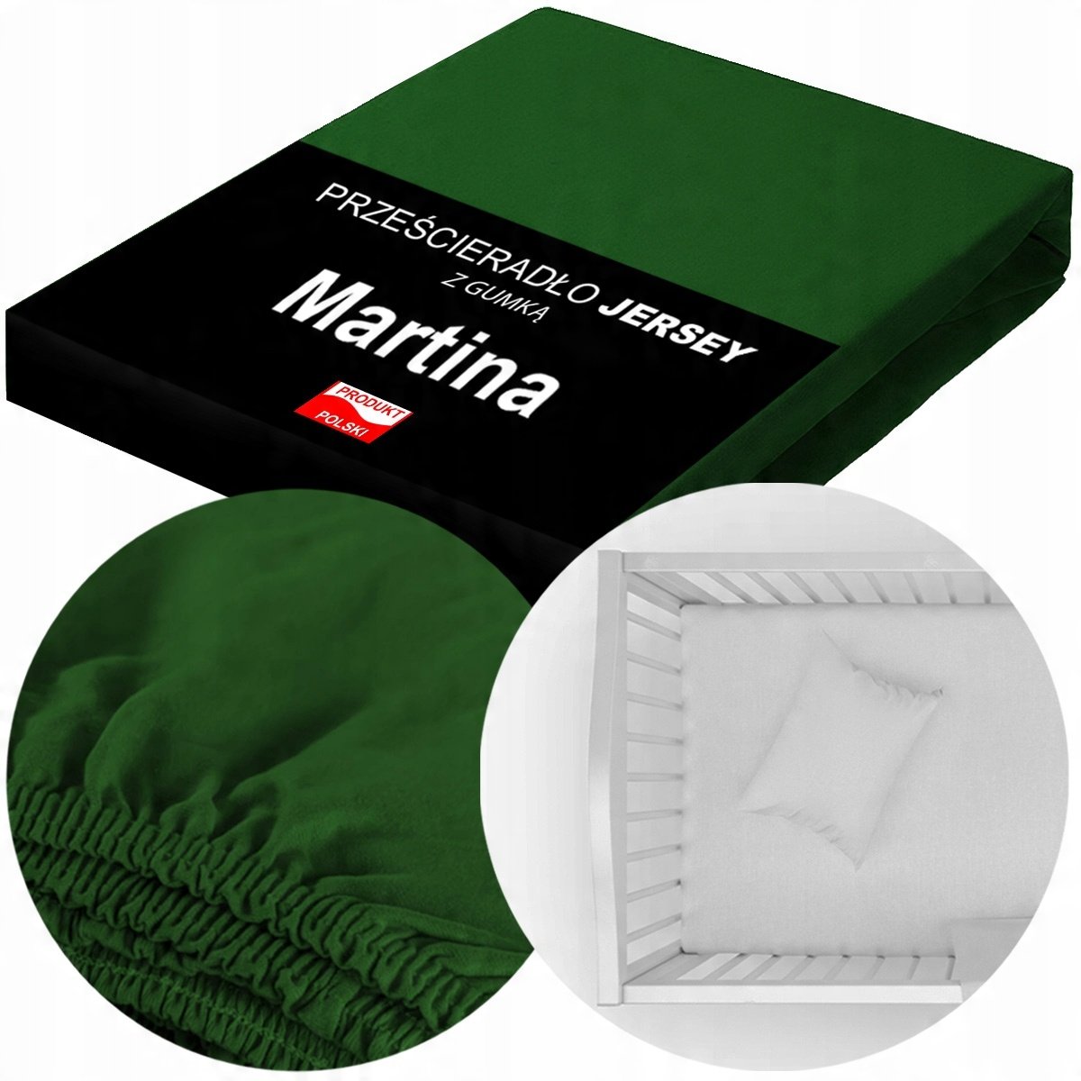 Prześcieradło Jersey 60X120 Z Gumką Do Łóżeczka Trwałe Butelkowa Zieleń