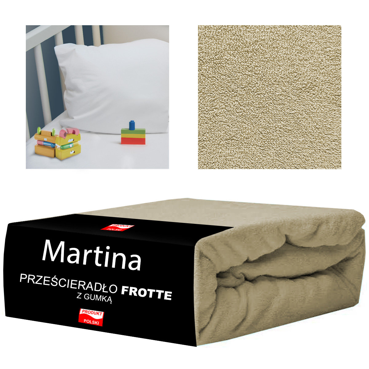 Prześcieradło Frotte Z Gumką 60X120 Do Łóżeczka Polskie Mocne Miękkie Beż