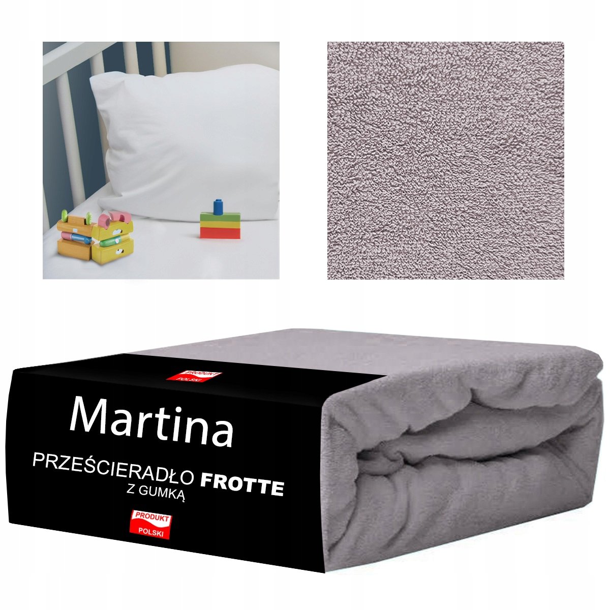 Prześcieradło Z Gumką Frotte 60X120 Do Łóżeczka Polskie Grube Jasny Szary