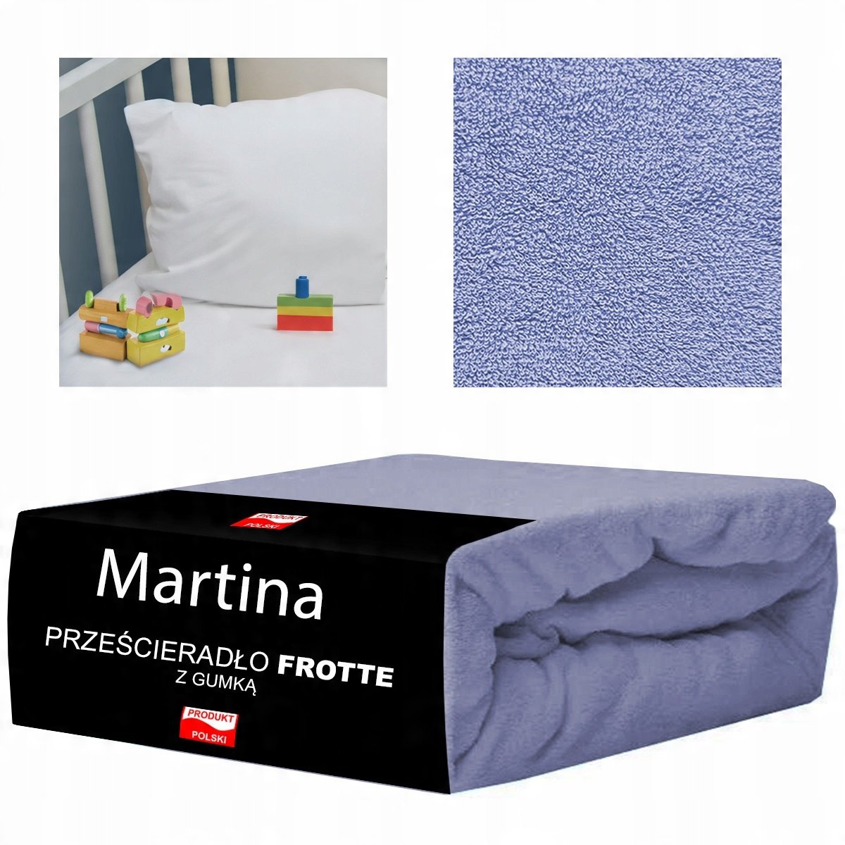 Prześcieradło Frotte Z Gumką 60X120 Do Łóżeczka Grube Mocne Kolor Niebieski