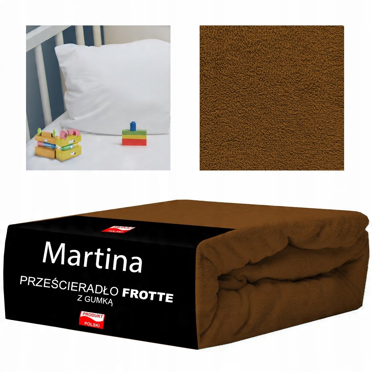 Prześcieradło Frotte Z Gumką 60X120 Do Łóżeczka Oddychające Mocne Brązowe