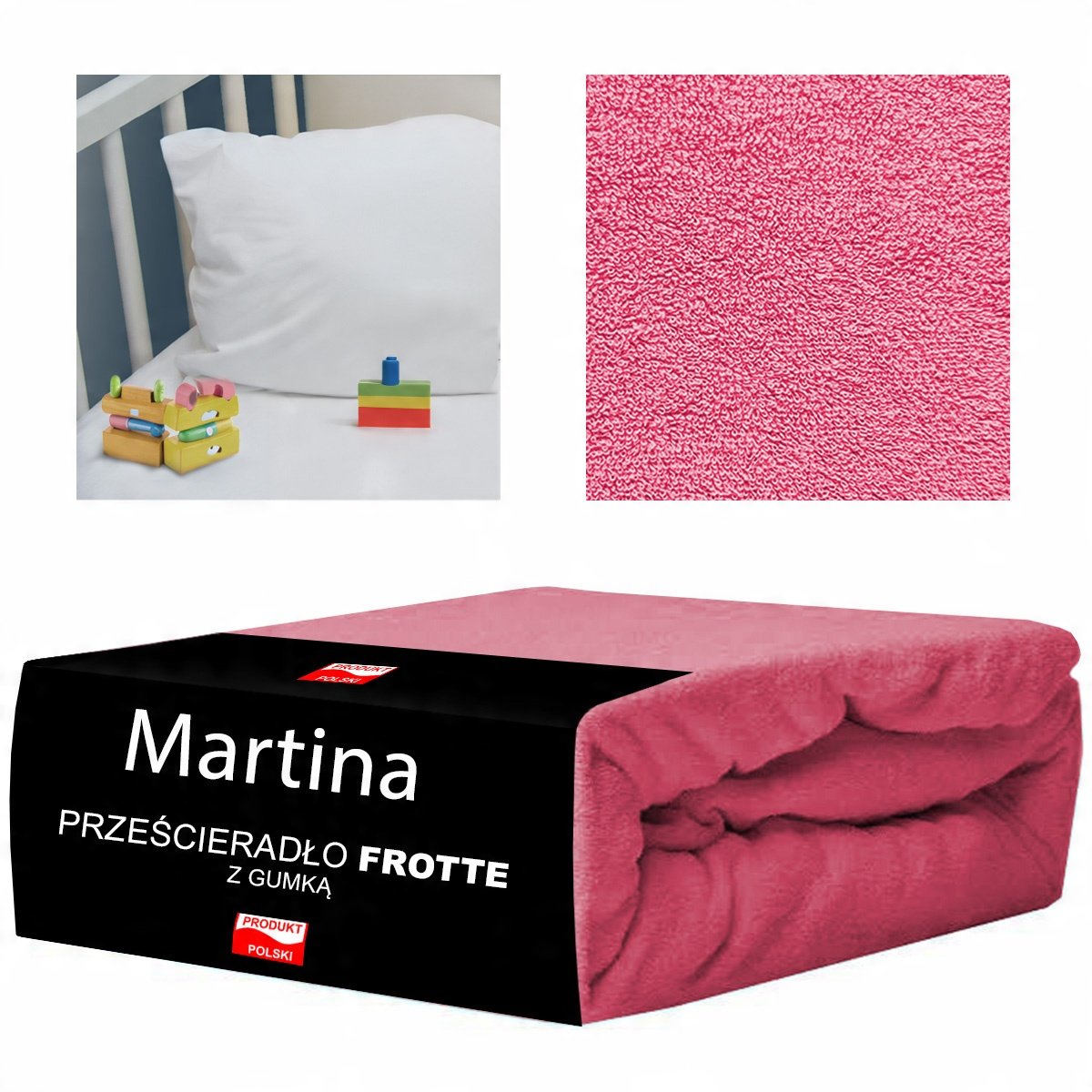 Prześcieradło Frotte Z Gumką 60X120 Do Łóżeczka Polskie Oddychające Różowe