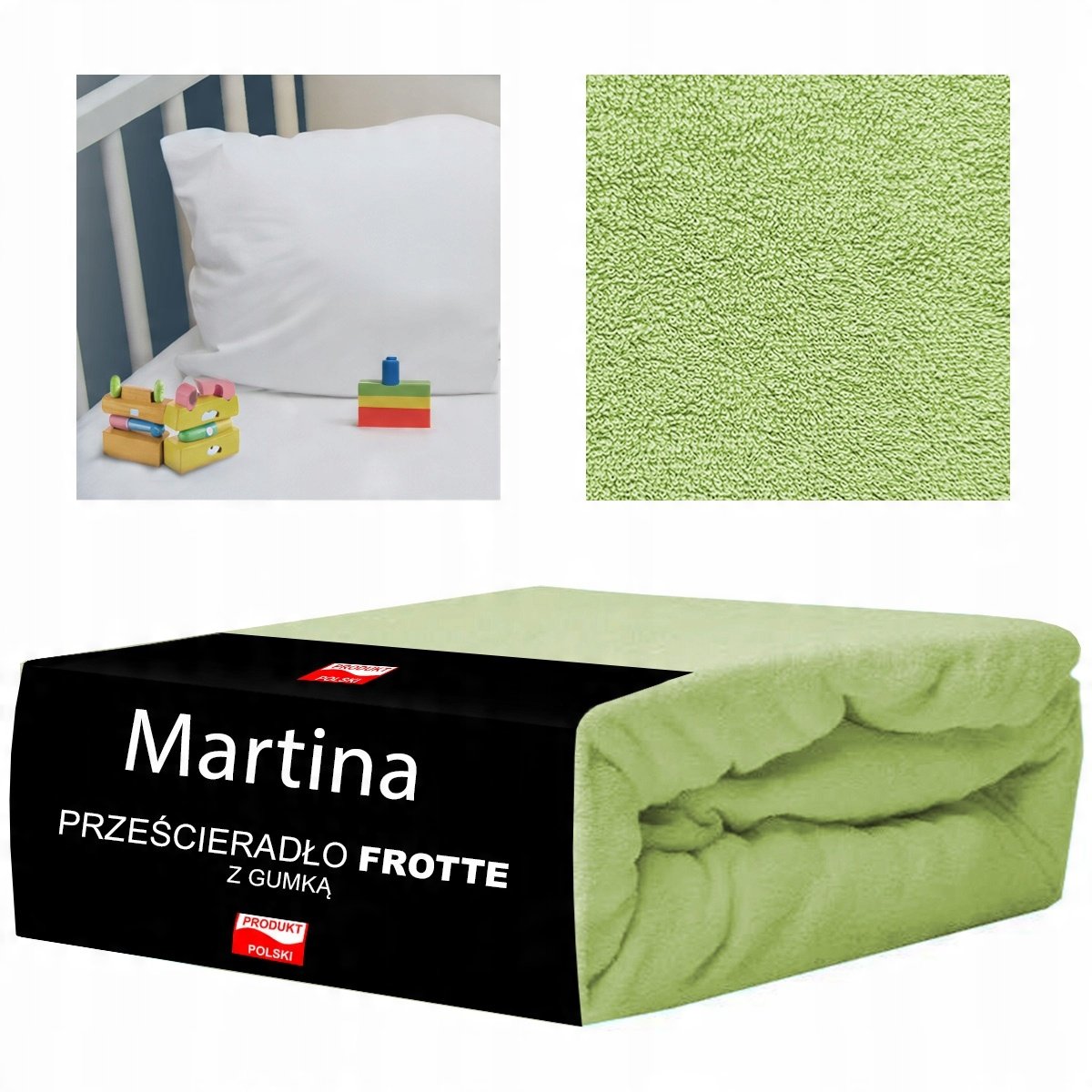 Prześcieradło 60X120 Do Łóżeczka Frotte Z Gumką Trwały Kolor Jasny Zielony