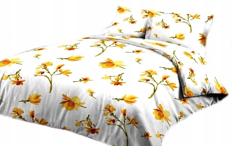 pościel z satyny 200x200 + 2x poszewka 100% bawełna S 45 magnolia żółta