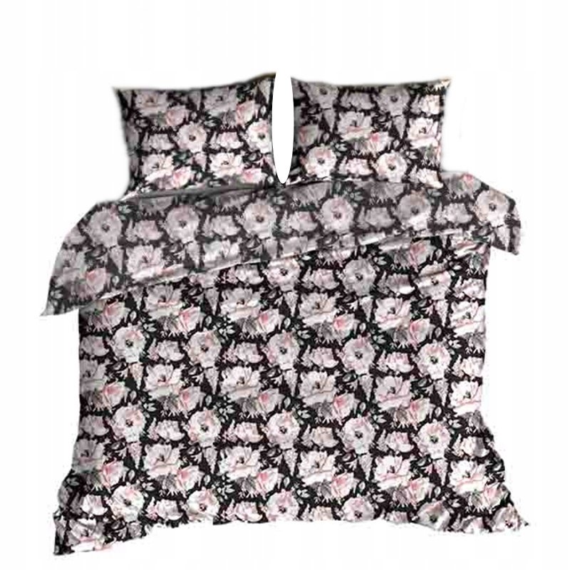 pościel bawełna deLUX 160x220 + 2 poszewki B 274 peonia szara