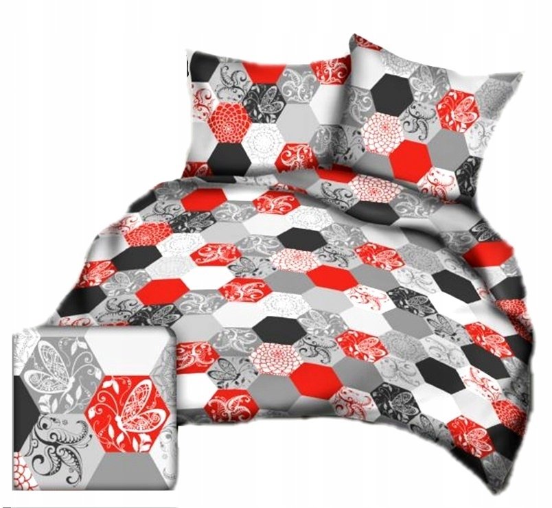 pościel bawełna lux 160x220 + 2 poszewka B 324-3 plastry miodu czerwone