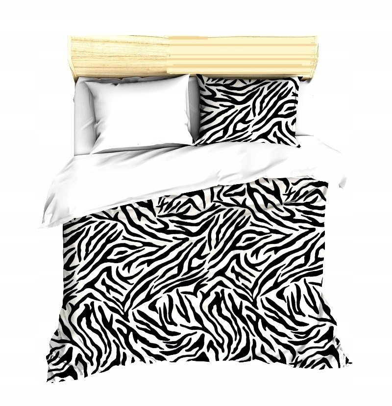 pościel z polaru 220x220 + 2 poszewki P 305-1 DUO zebra czarna / biały