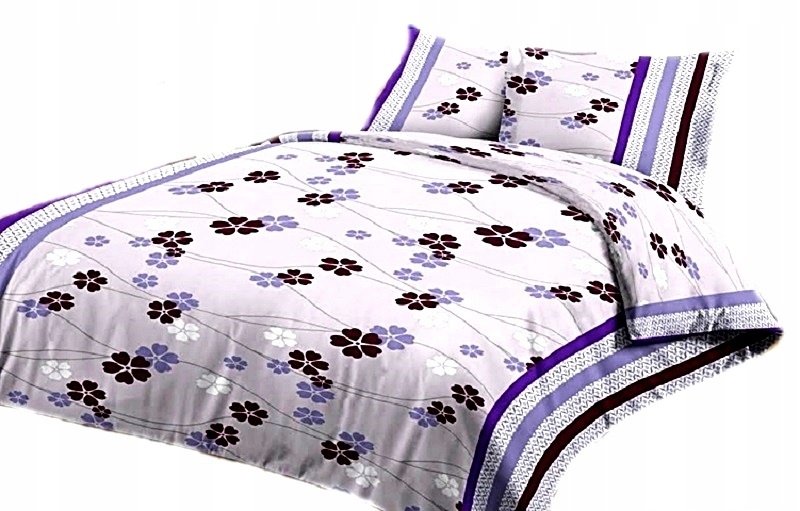 pościel z satyny 160x200 + 2x poszewka 100% bawełna S 41 niebies koniczynka