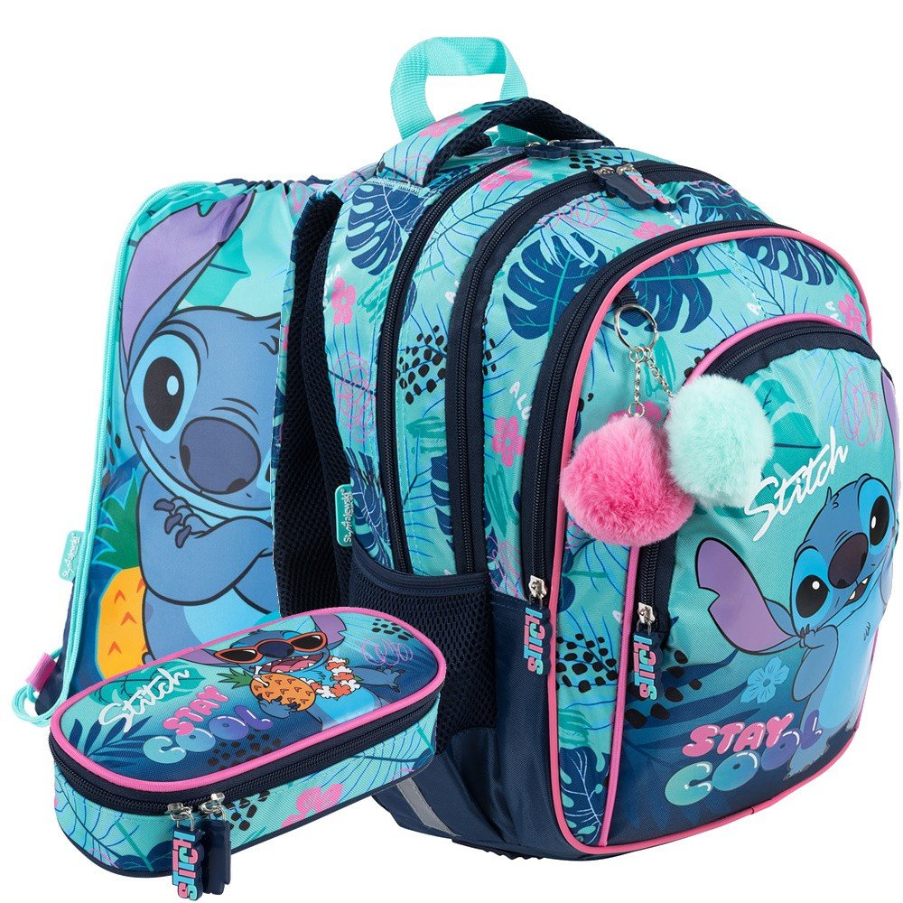 ZESTAW Plecak Tornister szkolny 4-komorowy Lilo i Stitch Stay Cool