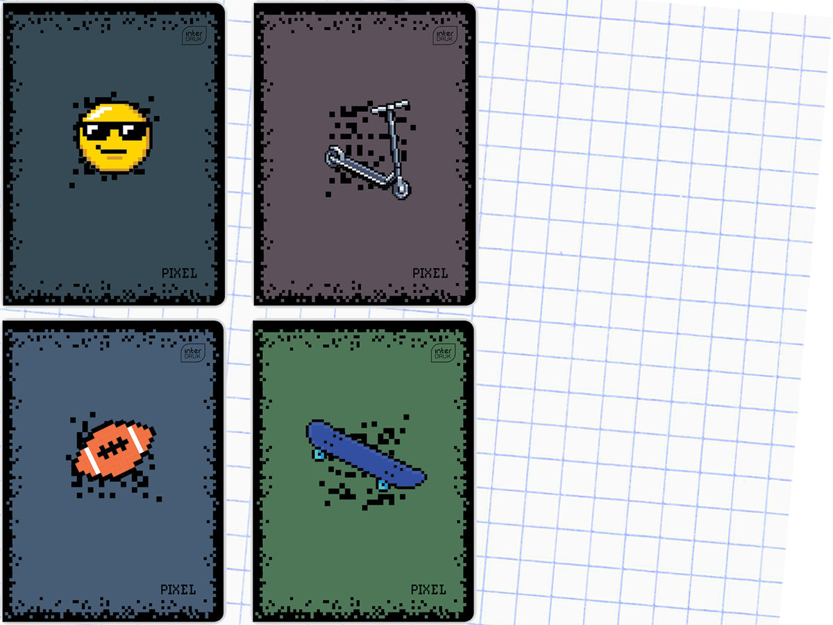 INTERDRUK Szkolny Zeszyt A5 KRATKA 16 Kartek w KRATKĘ Pixel MIX