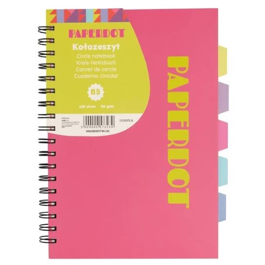 Paperdot, Kołozeszyt, B5, 120 kartek, Różowy