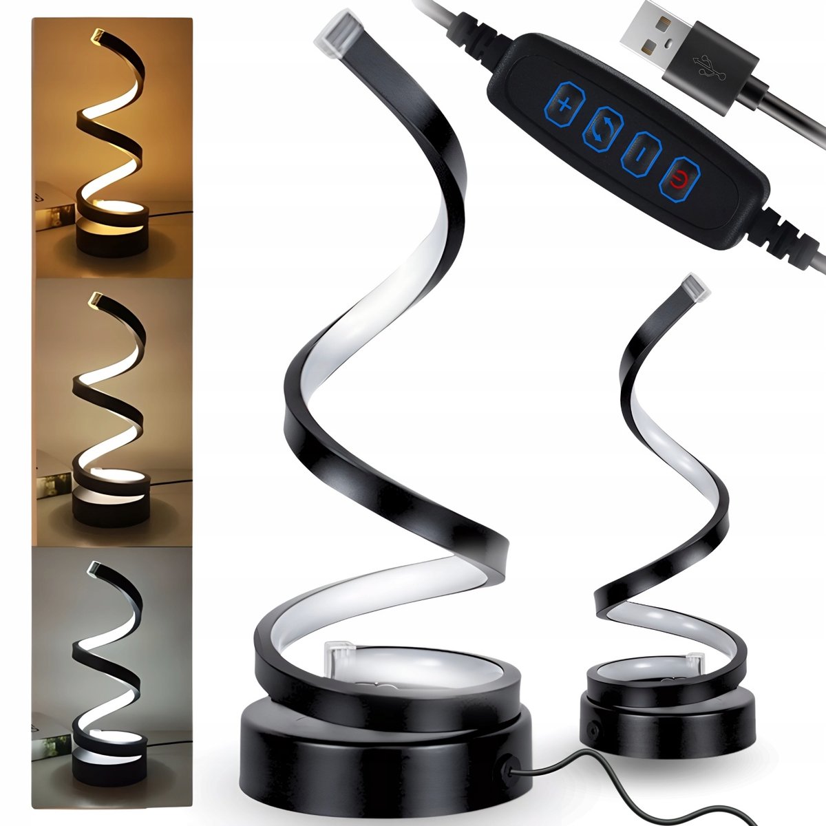 Lampka Nocna LED SPIRALA Lampa Stołowa Biurkowa LED USB Dekoracyjna