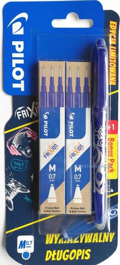Pilot  Frixion Długopis wymazywalny niebieski M 0,7mm + 6 wkładów