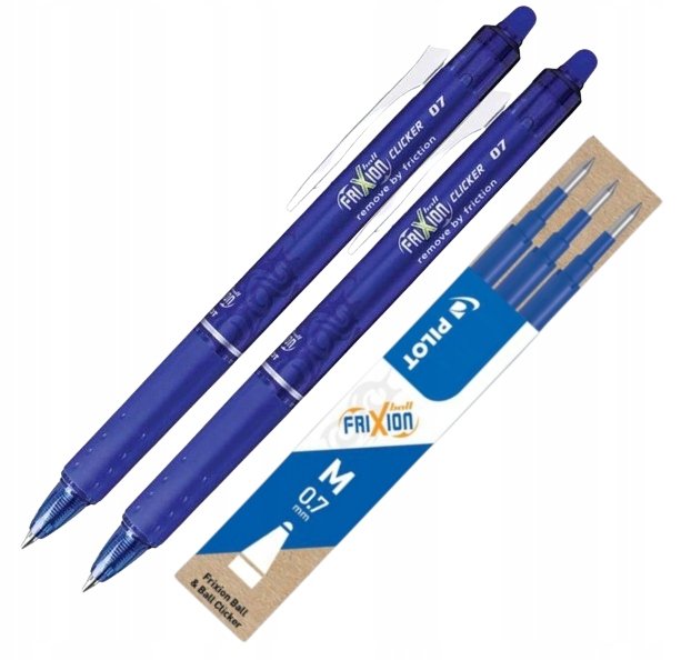 Pilot  Frixion Clicker Długopis wymazywalny niebieski M 0,7mm 2szt+3 wkłady