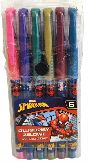 Spiderman Długopisy żelowe metaliczne 6kol.