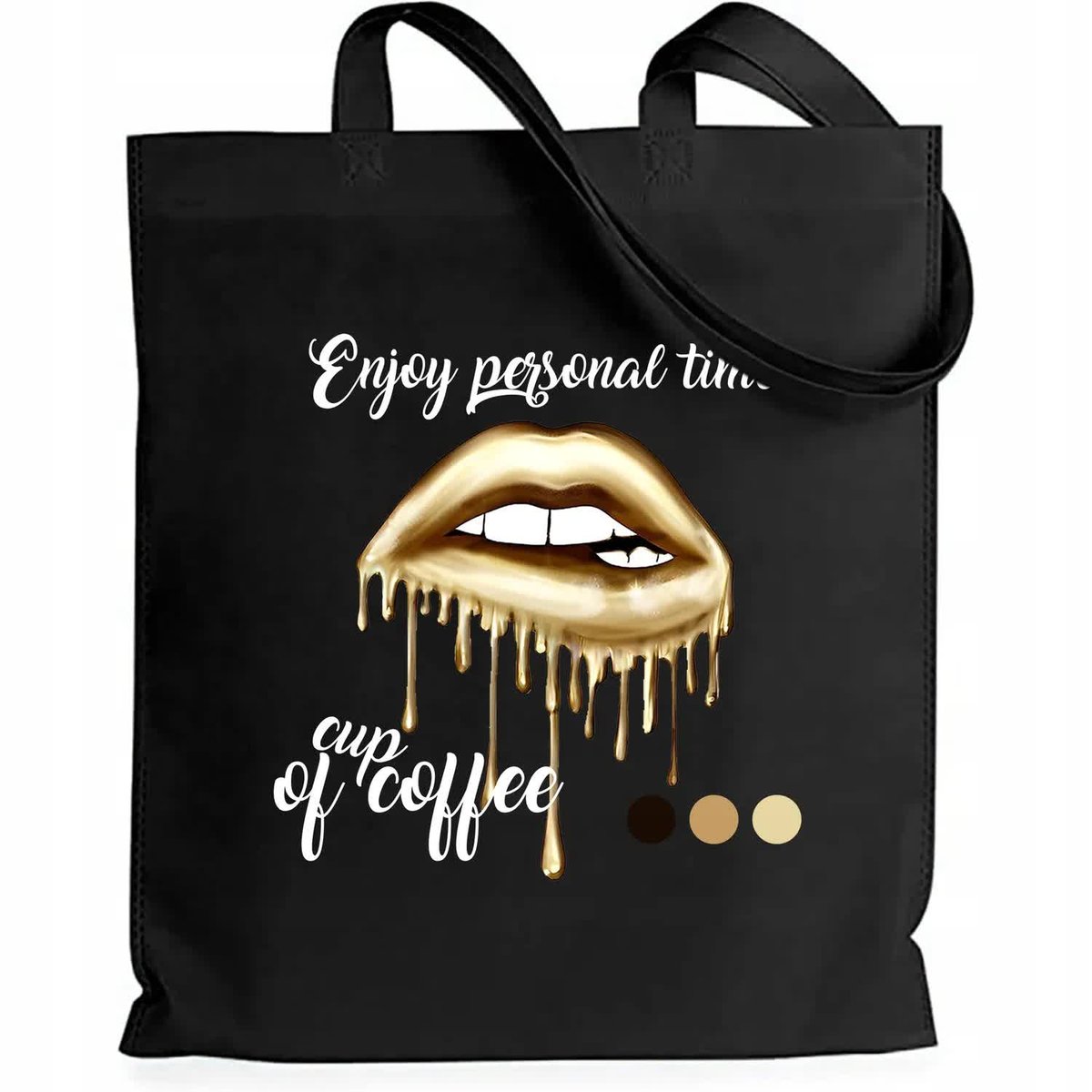 Torba EKO Czarna Bawełniana ENJOY PERSONAL TIME Shopper Młodzieżowy Wzory