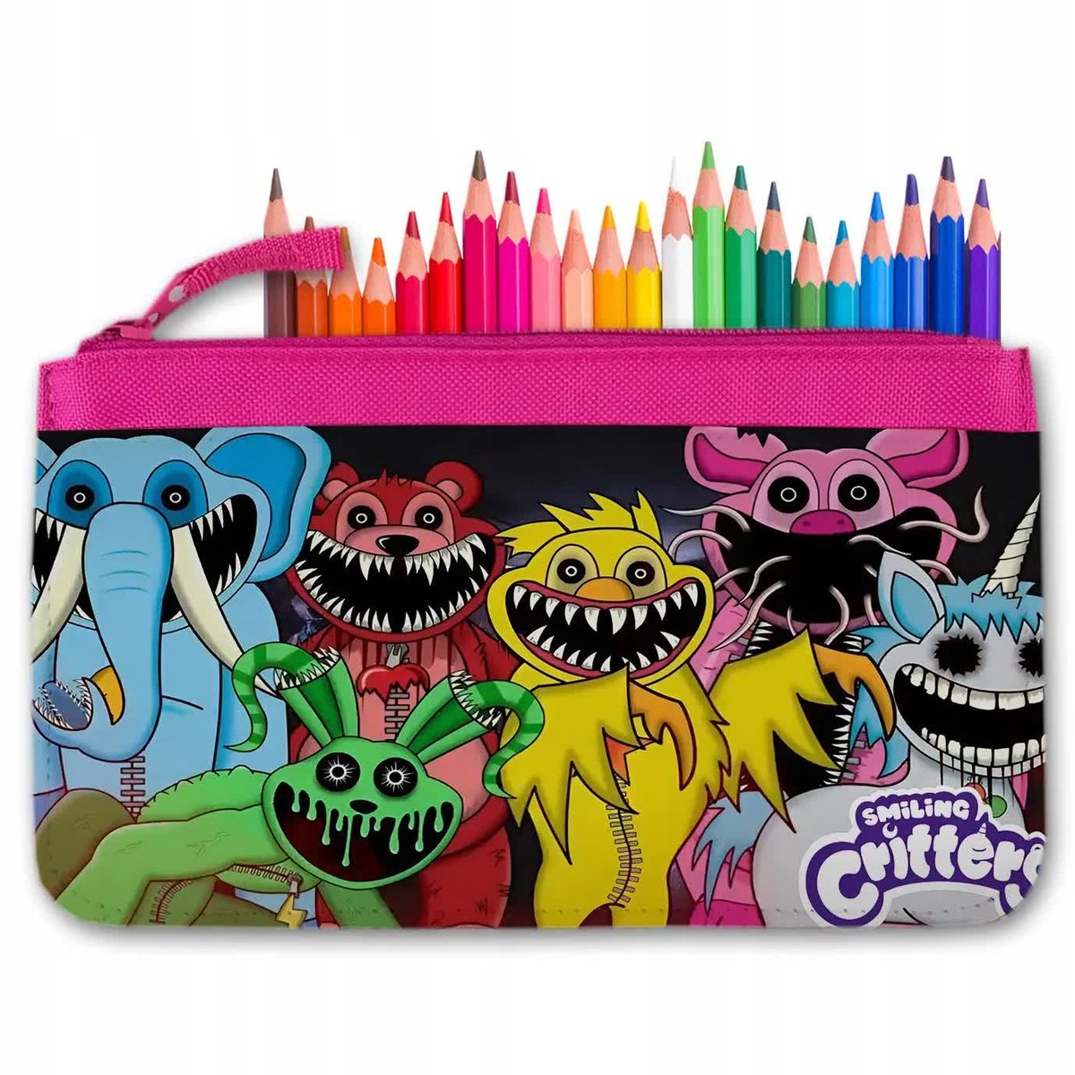 PIÓRNIK RÓŻOWY Saszetka Wyprawka Do Szkoły Dla Fana SMILING CRITTERS Wzory