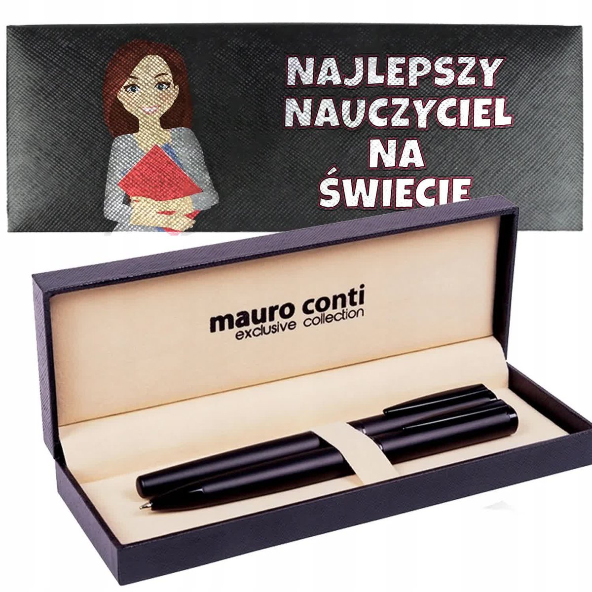 ZESTAW DŁUGOPIS+PIÓRO Najlepszy Nauczyciel Wz