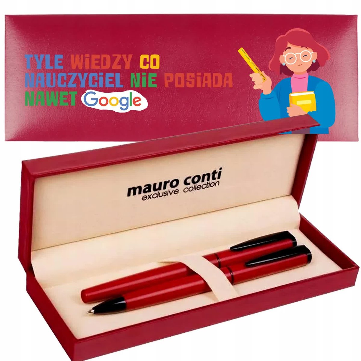ZESTAW DŁUGOPIS+PIÓRO Wiedza Nauczyciela Wzory