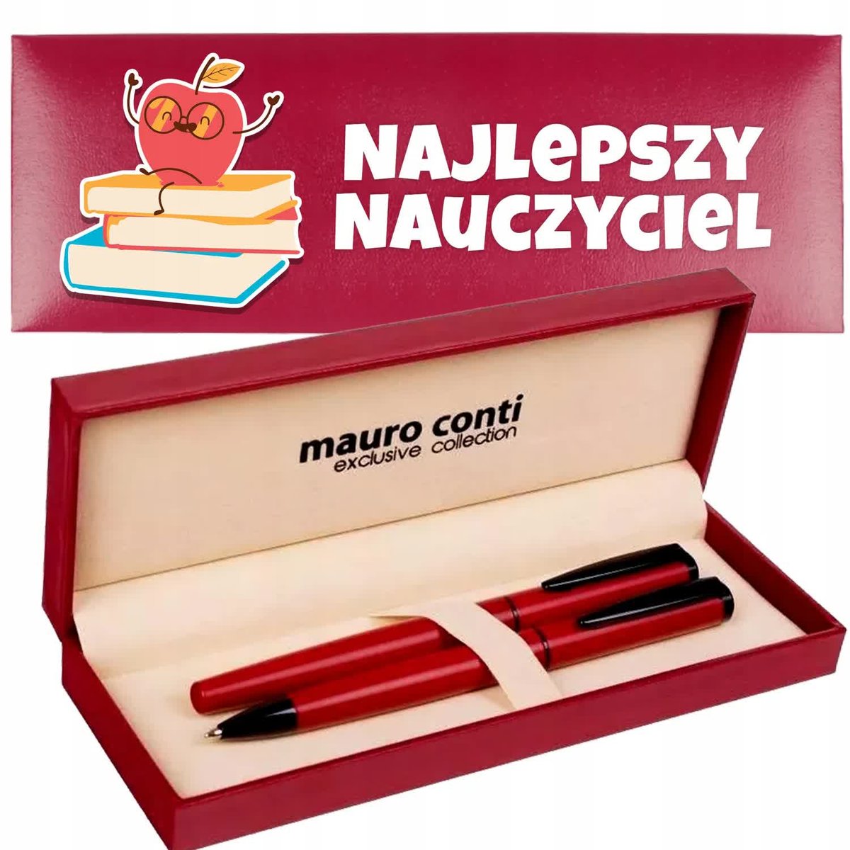 ZESTAW DŁUGOPIS+PIÓRO Najlepszy Nauczyciel Wzory