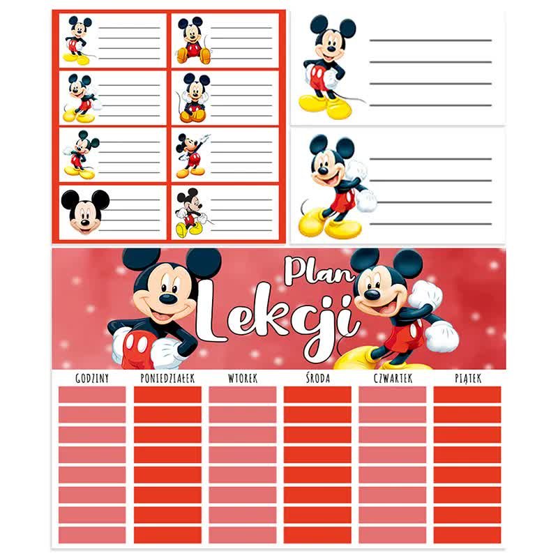 Zestaw PLAN LEKCJI + NAKLEJKI Na Zeszyt Podręcznik Dla Fana MICKEY & MINNIE